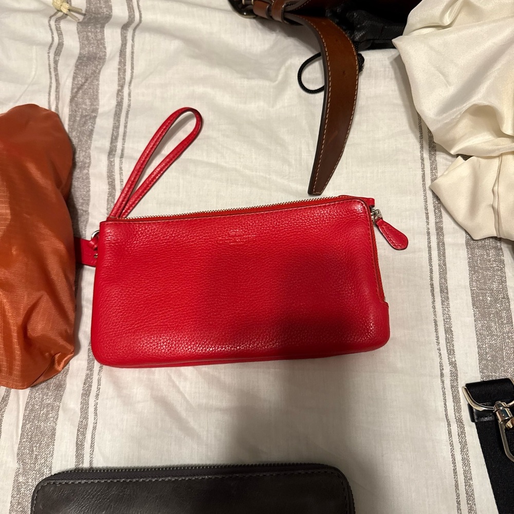 Coach Red Leather Wristlet